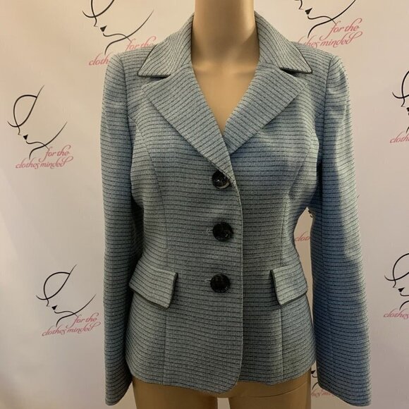 KASPER. Sz 4P. Professional Long Sleeve Lined Stripe Single Breasted Blazer. D - Picture 1 of 7